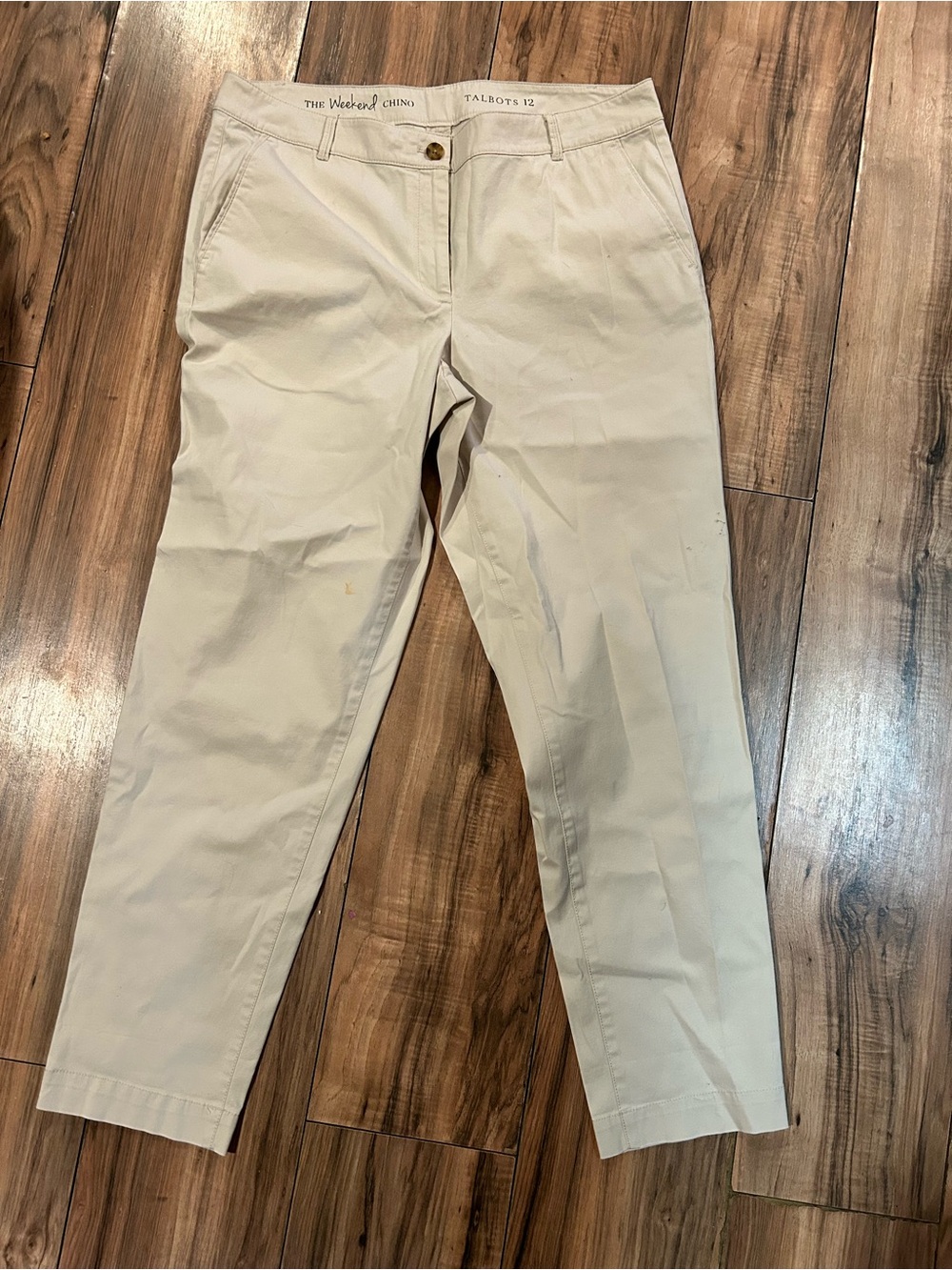 Talbots Women's Light Beige Straight-Leg Chinos